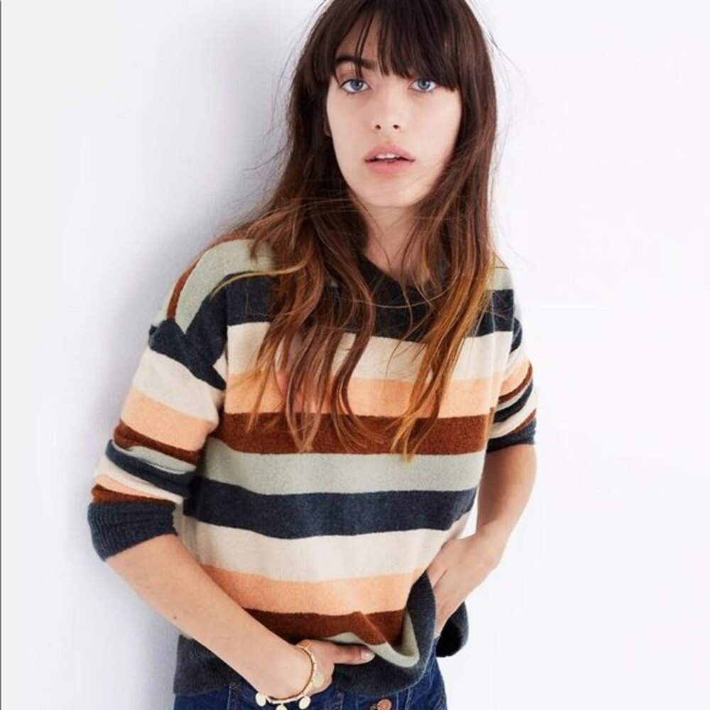 Madewell Pullover Sweater in Elmwood Stripe XS NWOT